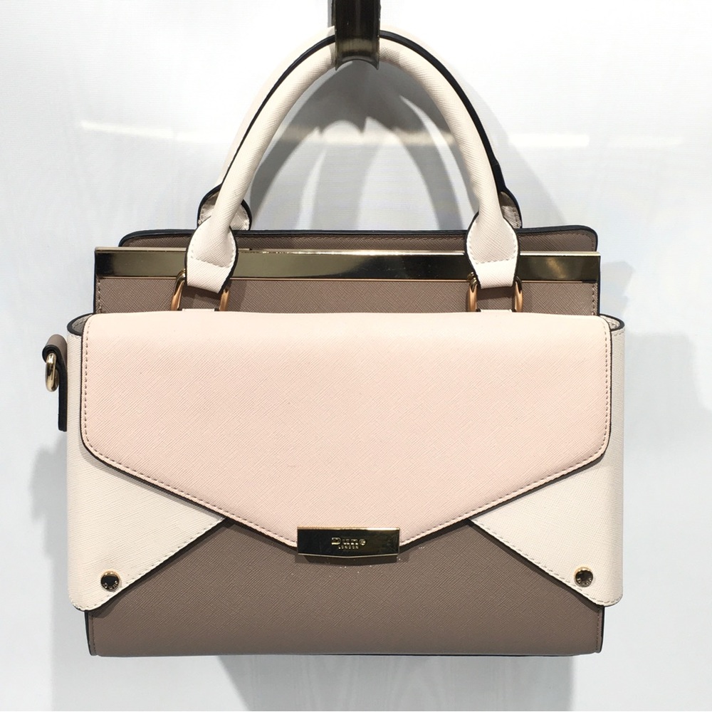 Dune London Taupe and Ivory Satchel